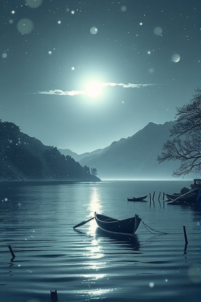 小雪的夜晚,月落如梦